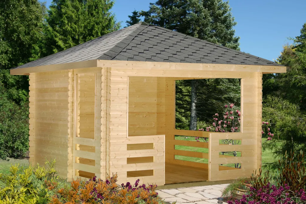 Palmako Gartenpavillon Julie 10,5 m² aus Holz in Naturbelassen Gartenhütte Gartenlaube